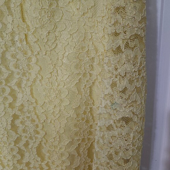 Vintage Yellow Homemade Lace Mod Mini Dress - Picture 7 of 12
